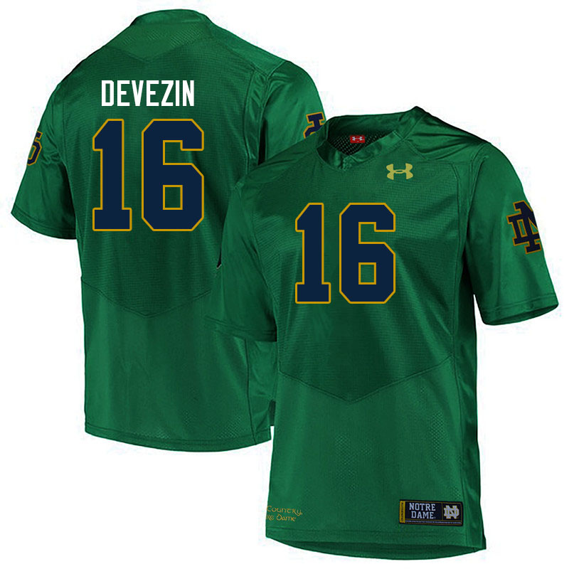 Men #16 Dylan Devezin Notre Dame Fighting Irish College Football Jerseys Stitched-Green - Click Image to Close